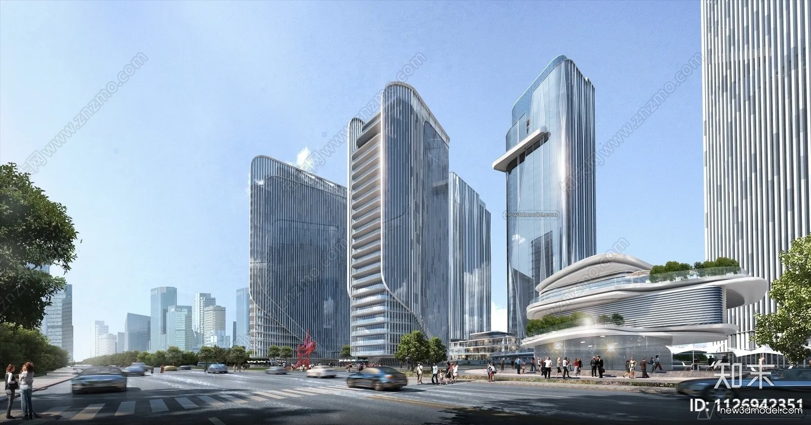 3D Models of Commercial Building – Exterior 3D Scenes – 001 – VRAY