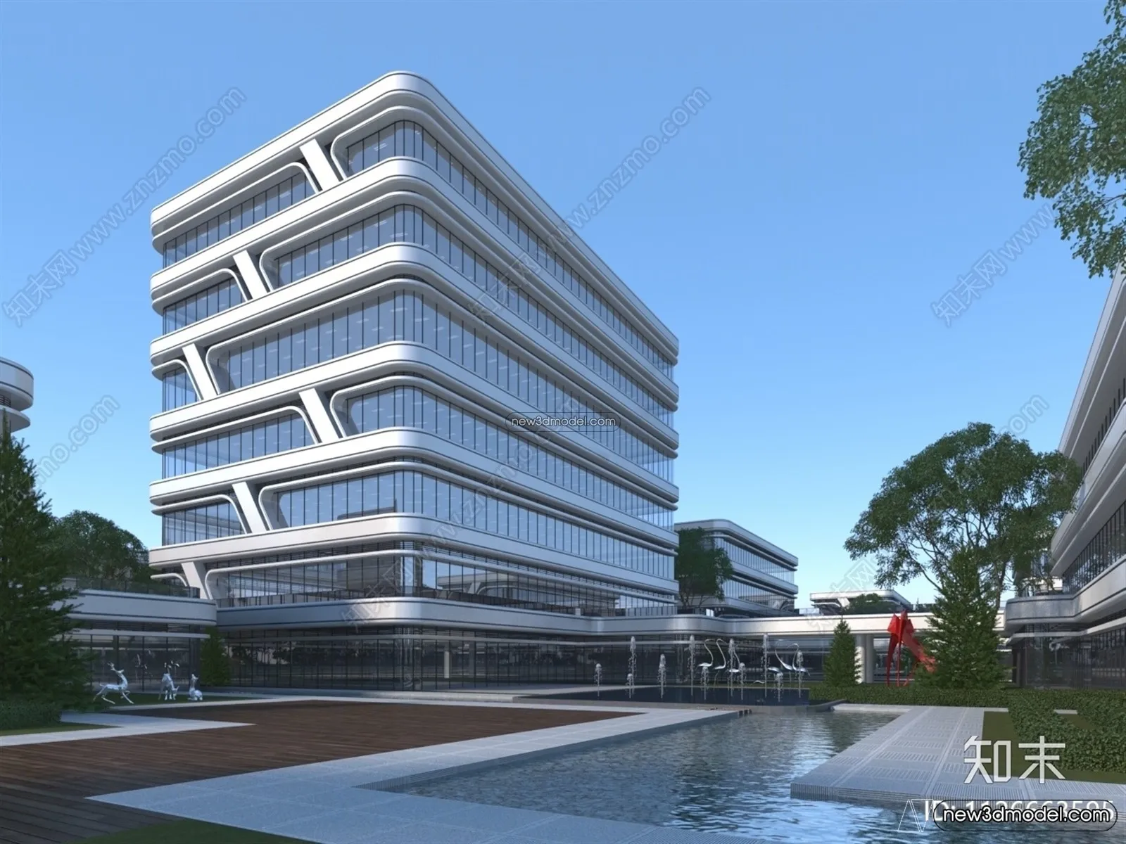3D Models of Commercial Building – Exterior 3D Scenes – 004 – VRAY