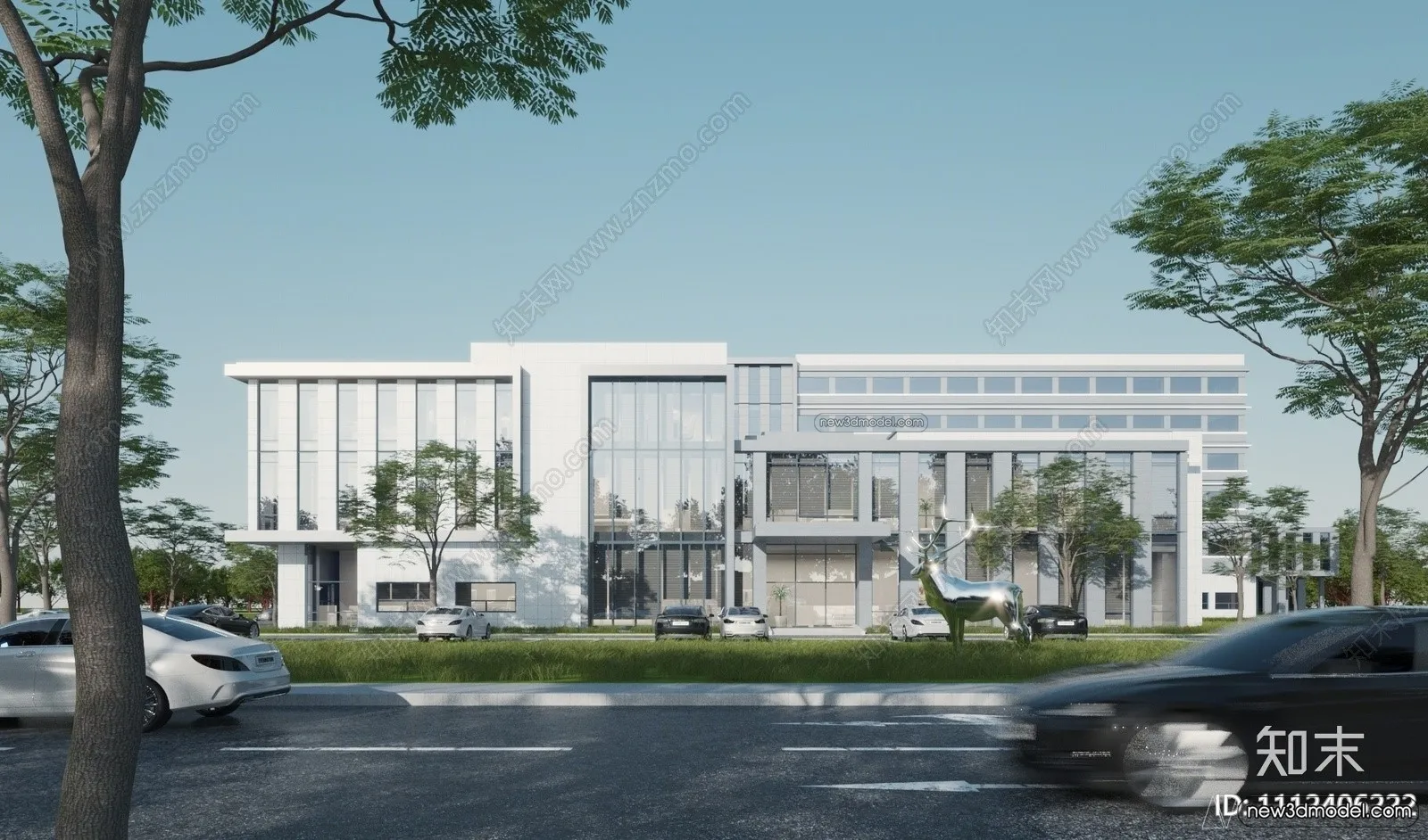 3D Models of Commercial Building – Exterior 3D Scenes – 008 – VRAY