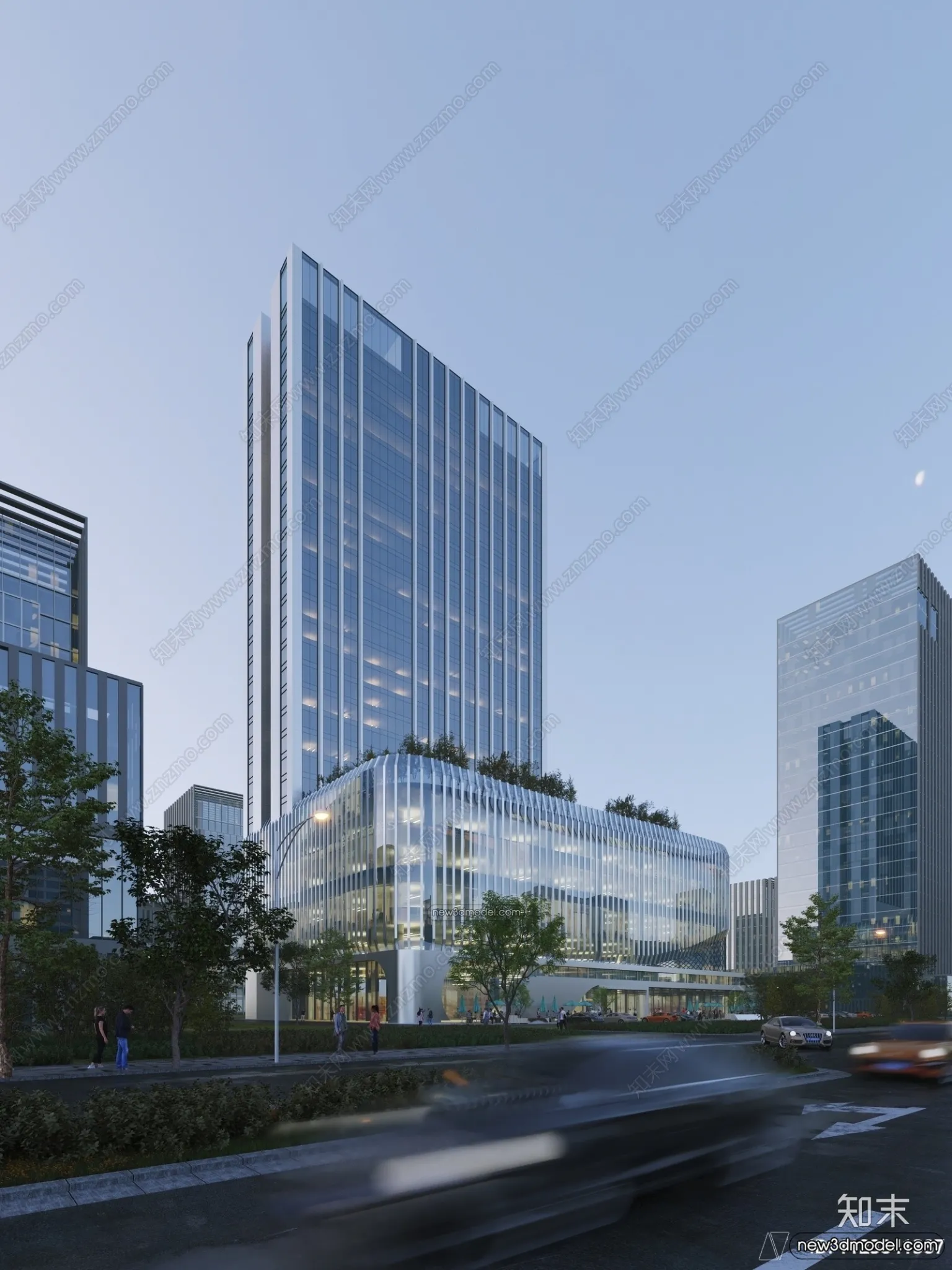 3D Models of Commercial Building – Exterior 3D Scenes – 010 – VRAY