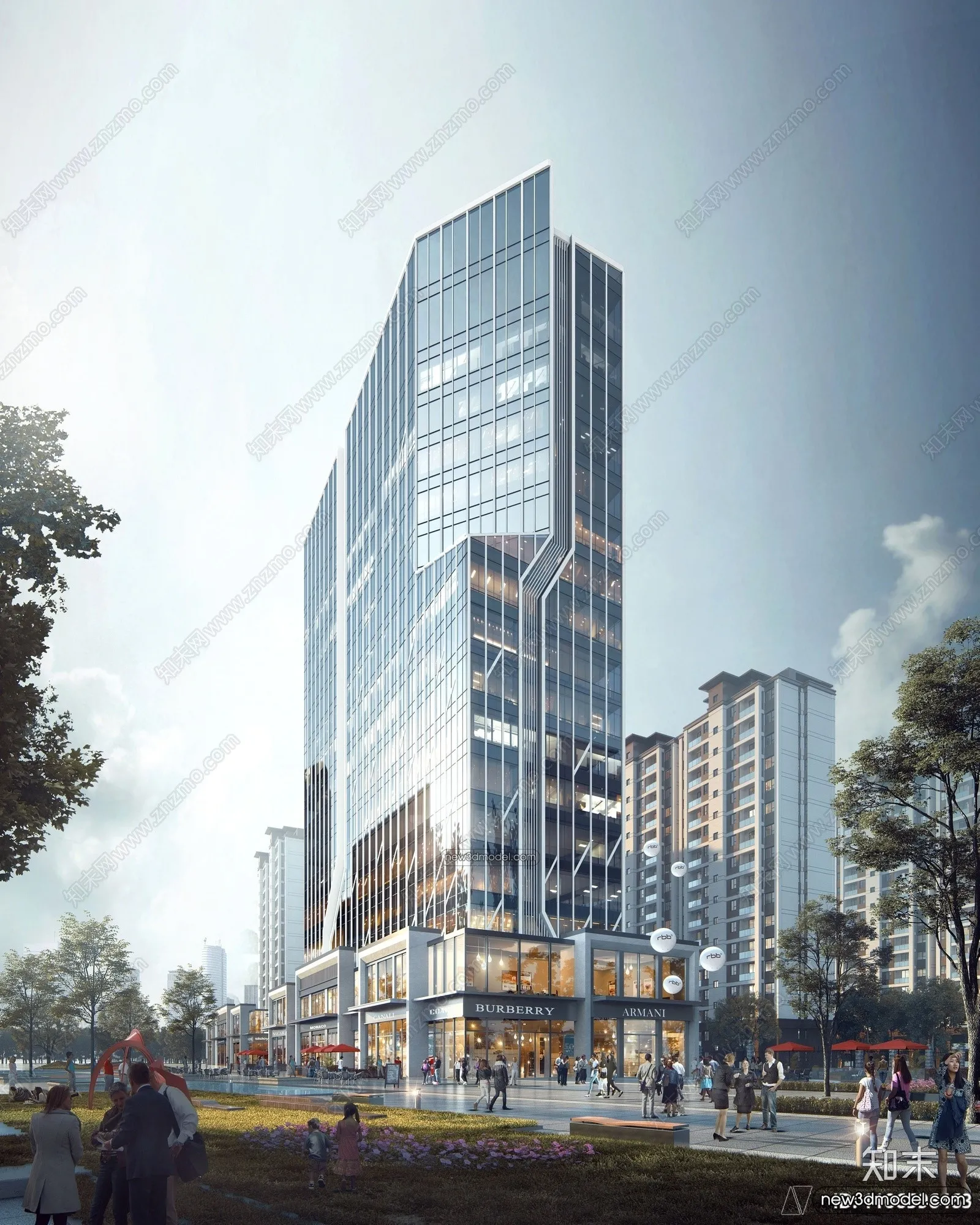 3D Models of Commercial Building – Exterior 3D Scenes – 012 – VRAY