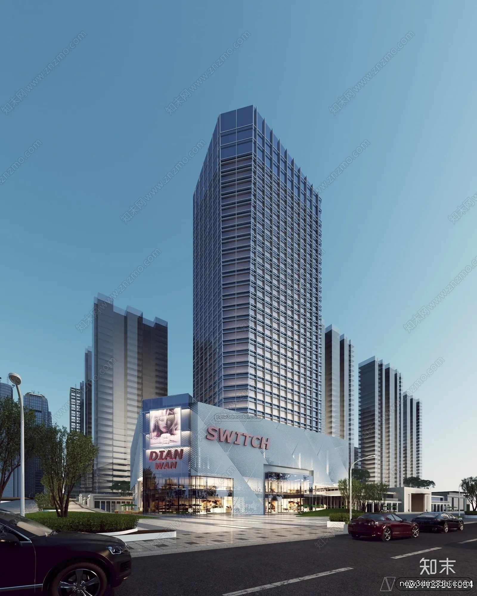 3D Models of Commercial Building – Exterior 3D Scenes – 013 – VRAY