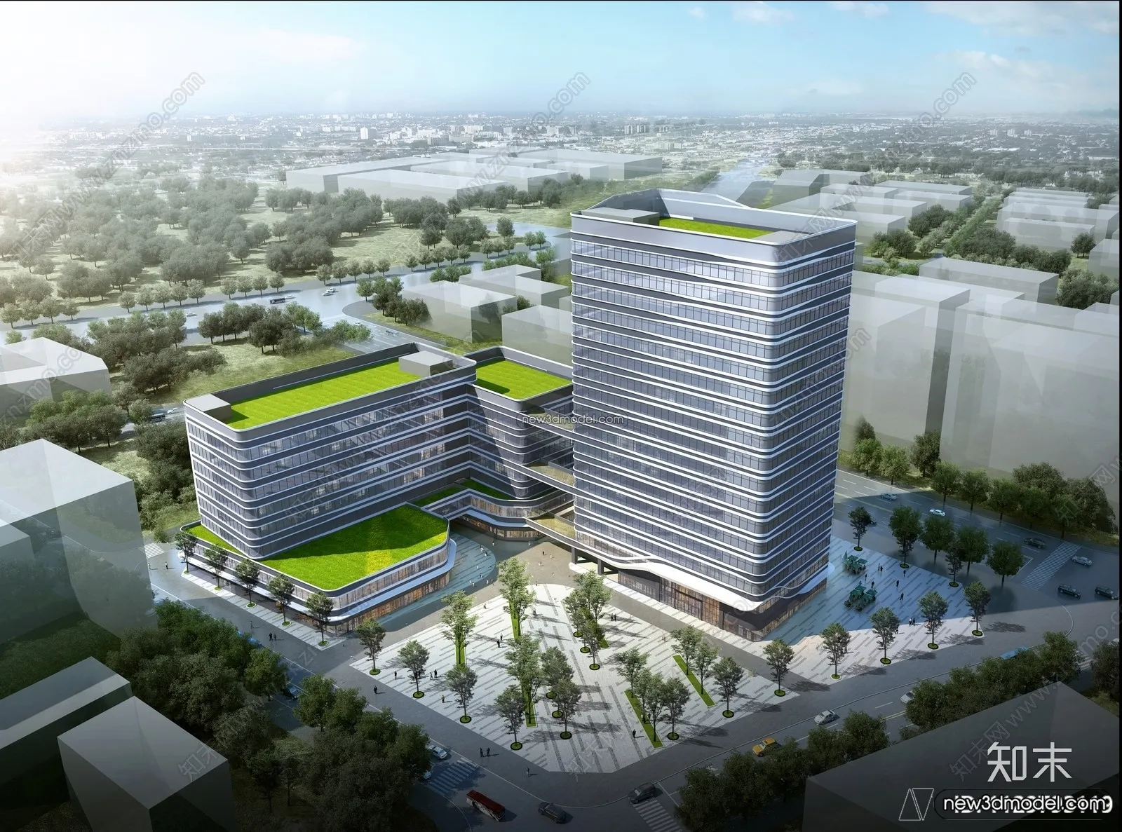 3D Models of Commercial Building – Exterior 3D Scenes – 015 – VRAY