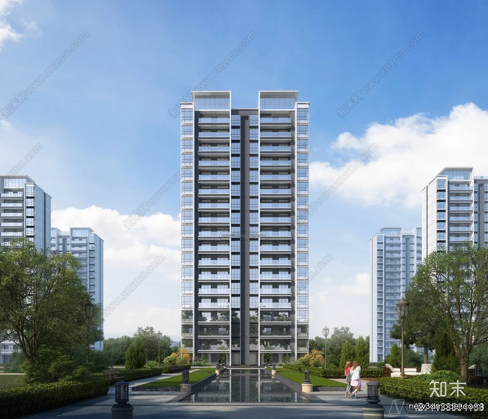 3D Models of Commercial Building – Exterior 3D Scenes – 023 – VRAY