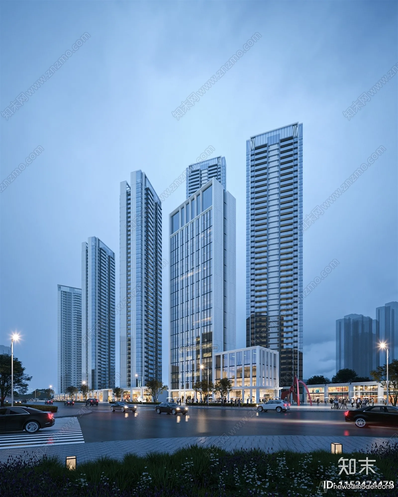 3D Models of Commercial Building – Exterior 3D Scenes – 026 – VRAY