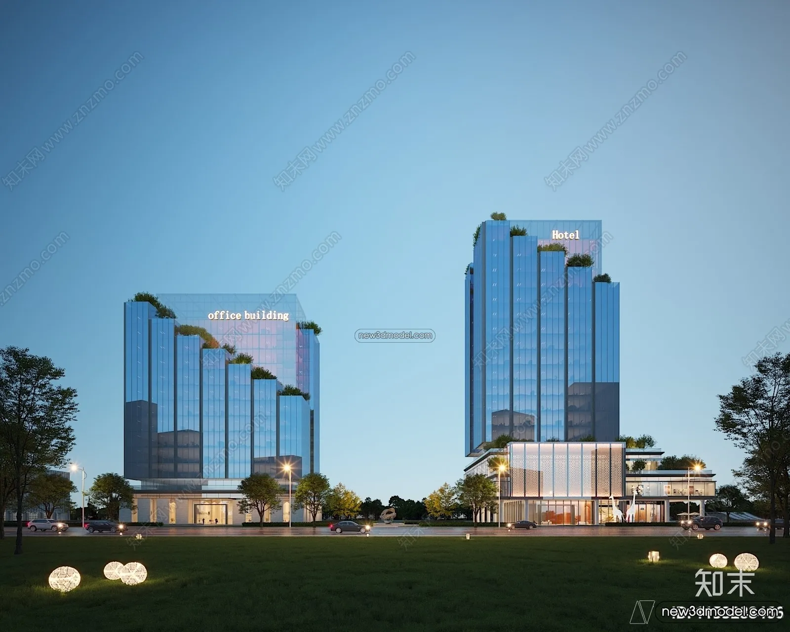 3D Models of Commercial Building – Exterior 3D Scenes – 033 – VRAY