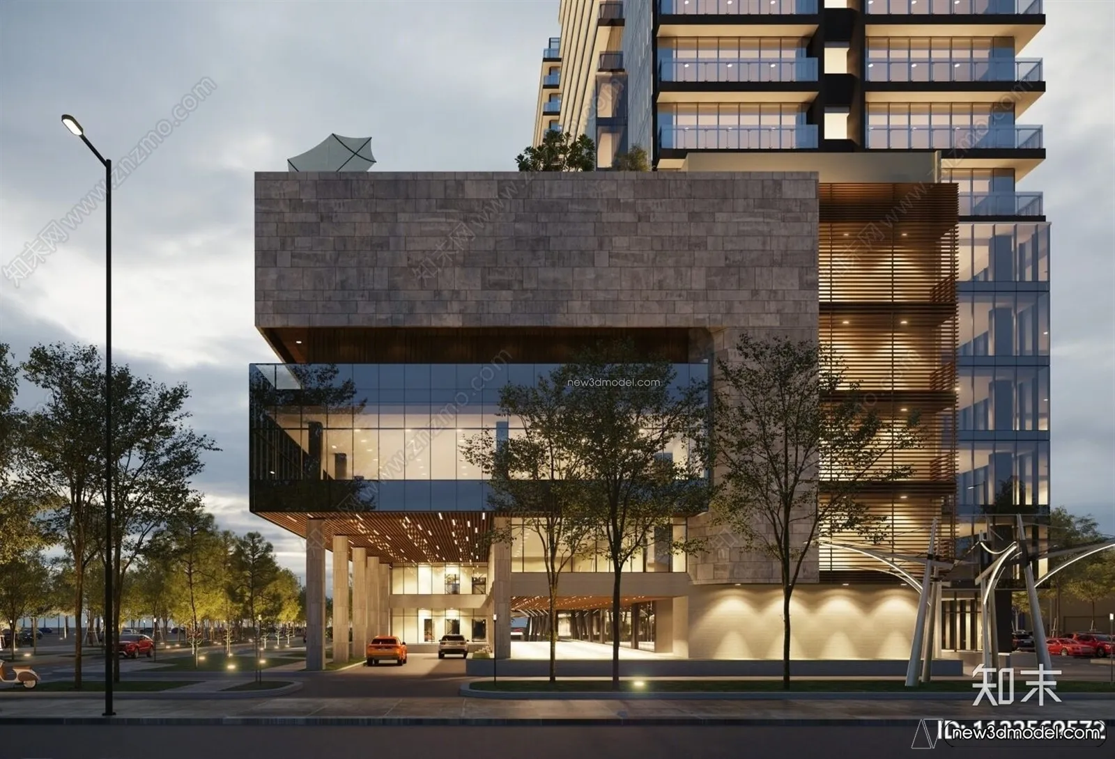 3D Models of Commercial Building – Exterior 3D Scenes – 034 – VRAY