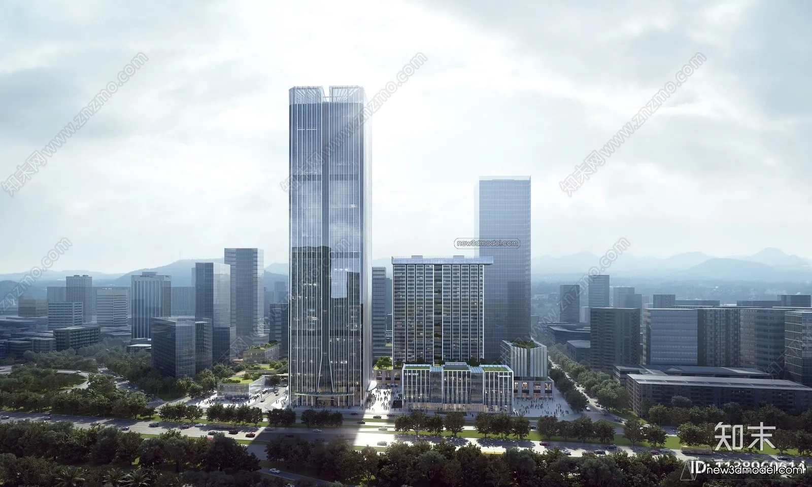 3D Models of Commercial Building – Exterior 3D Scenes – 035 – VRAY