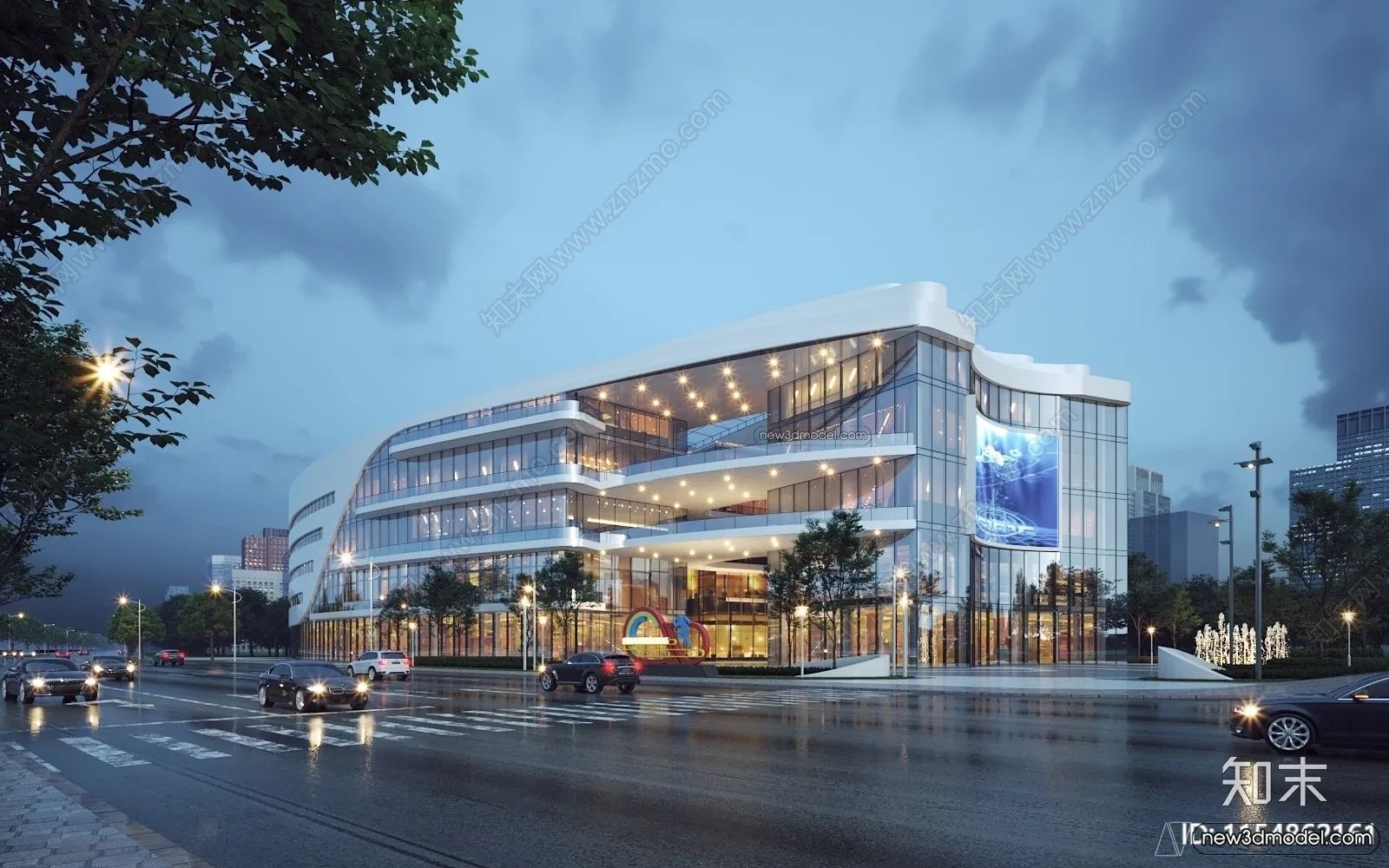 3D Models of Commercial Building – Exterior 3D Scenes – 037 – VRAY