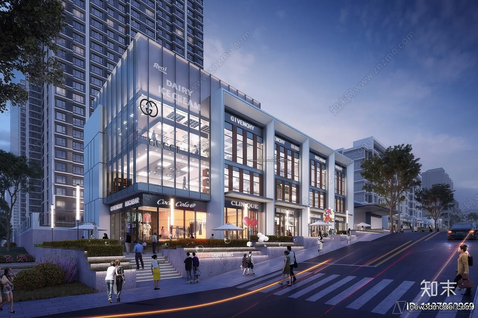 3D Models of Commercial Building – Exterior 3D Scenes – 038 – VRAY