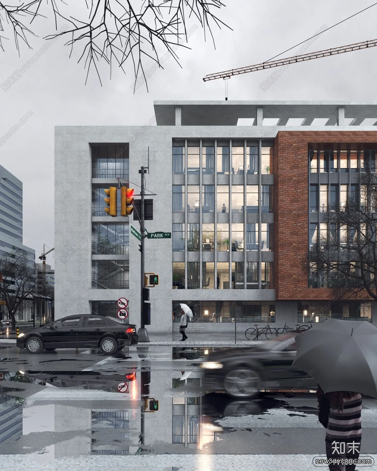 3D Models of Commercial Building – Exterior 3D Scenes – 040 – VRAY