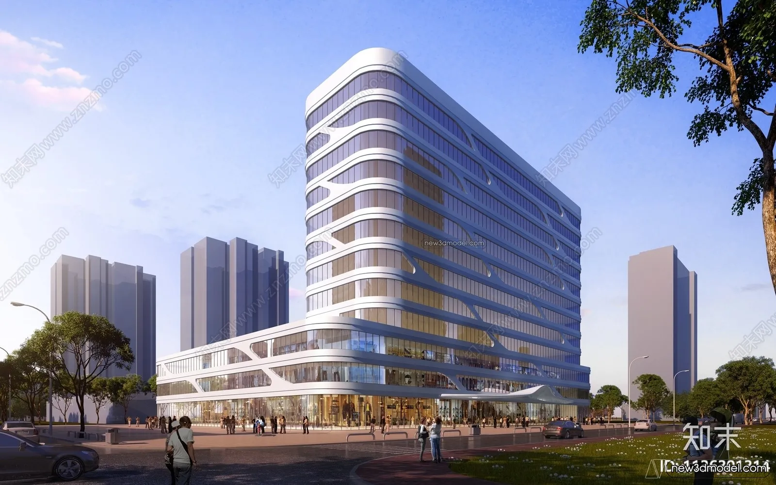 3D Models of Commercial Building – Exterior 3D Scenes – 043 – VRAY