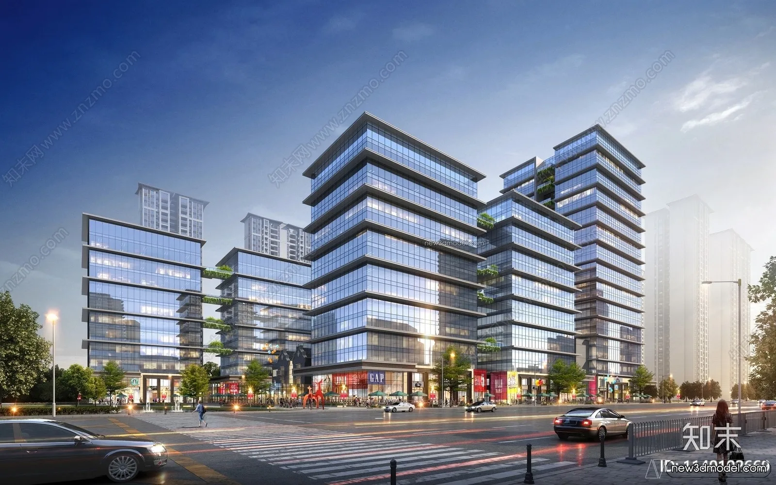 3D Models of Commercial Building – Exterior 3D Scenes – 046 – VRAY