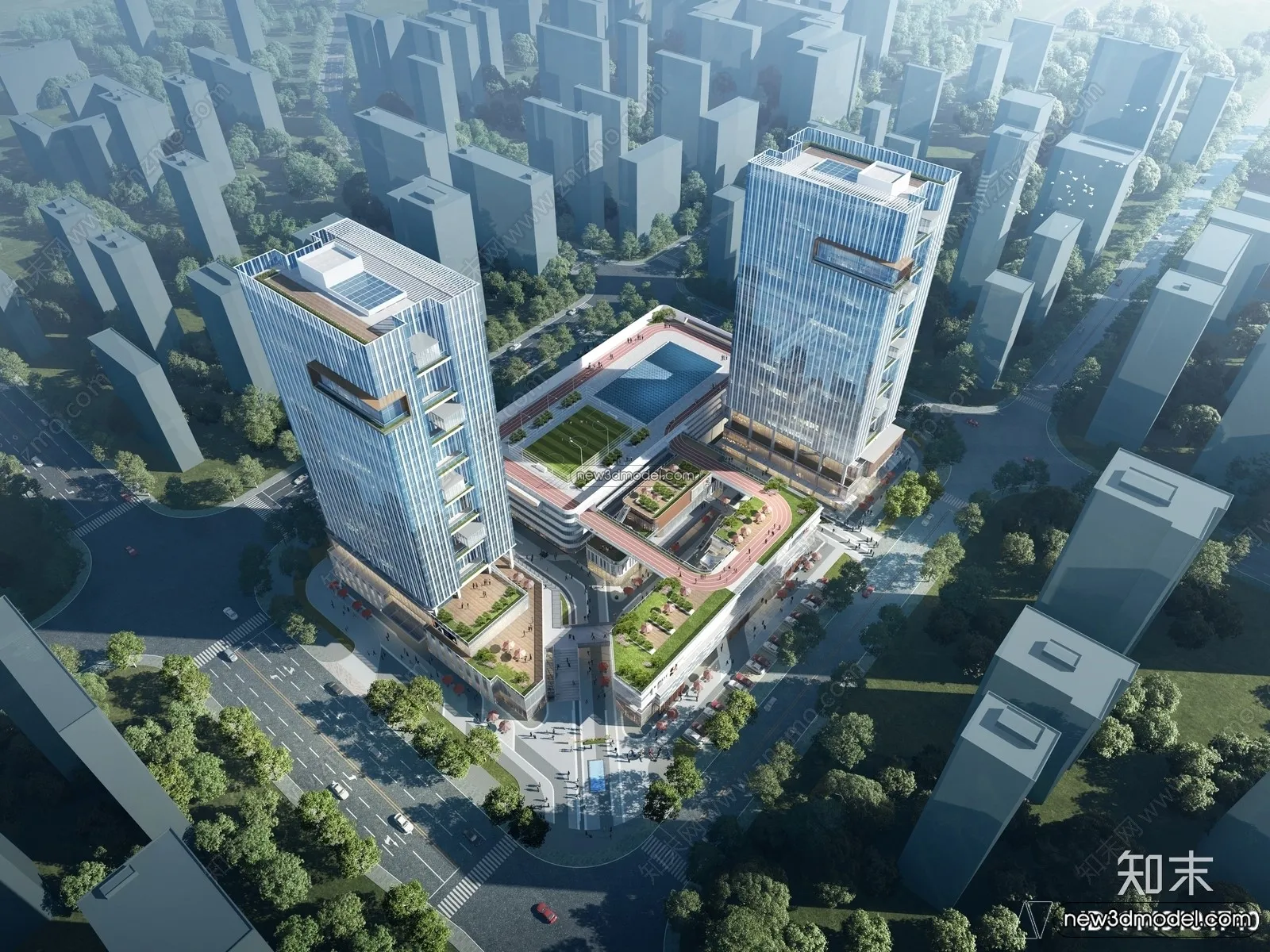 3D Models of Commercial Building – Exterior 3D Scenes – 058 – VRAY