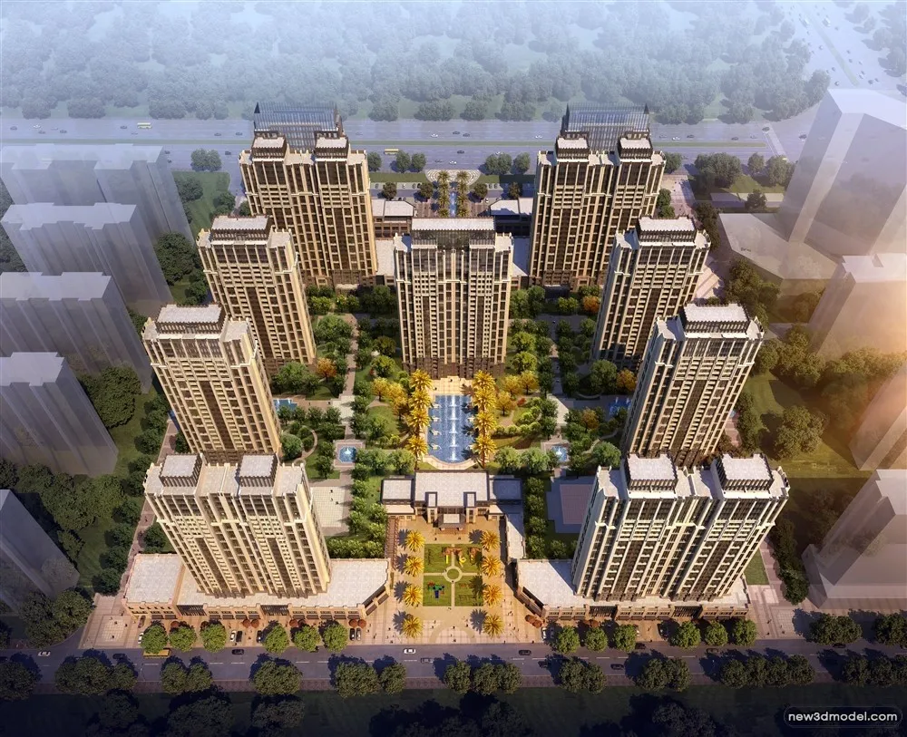 3D Models of Commercial Building – Exterior 3D Scenes – 072 – VRAY