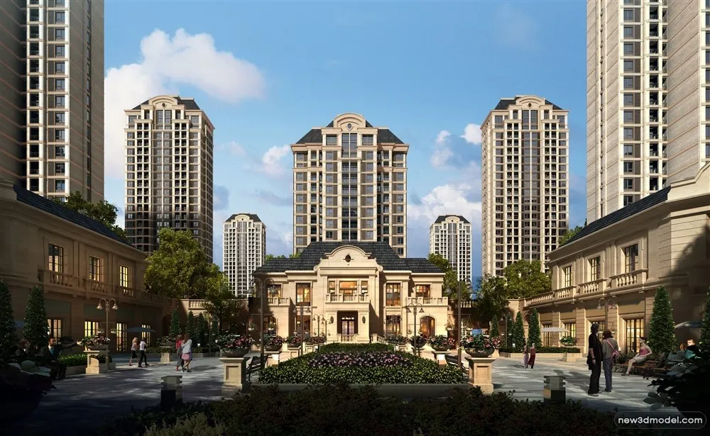 3D Models of Commercial Building – Exterior 3D Scenes – 074 – VRAY