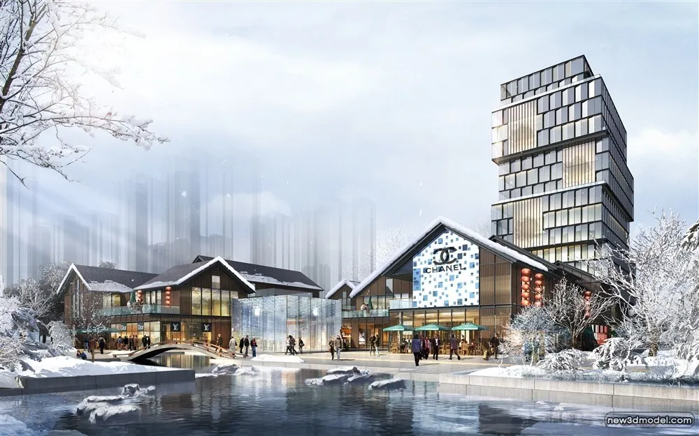 3D Models of Commercial Building – Exterior 3D Scenes – 079 – VRAY