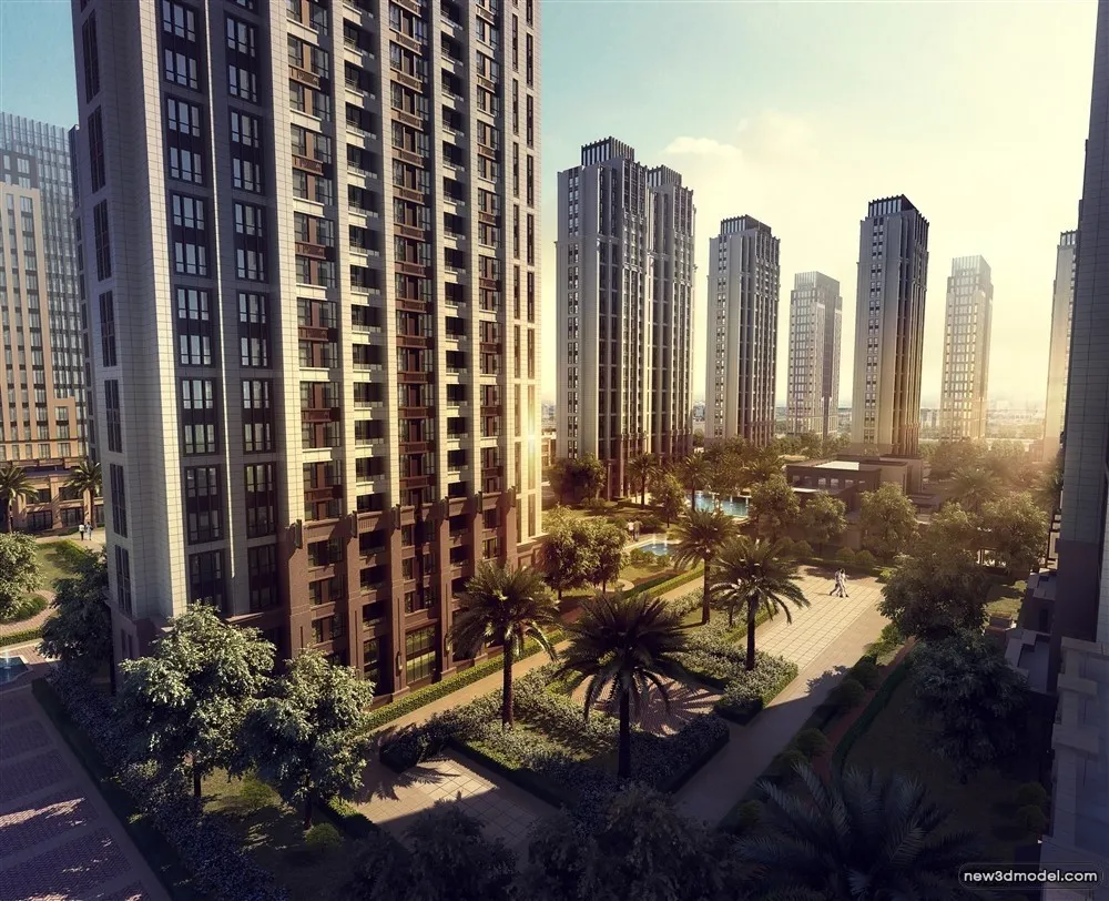 3D Models of Commercial Building – Exterior 3D Scenes – 083 – VRAY