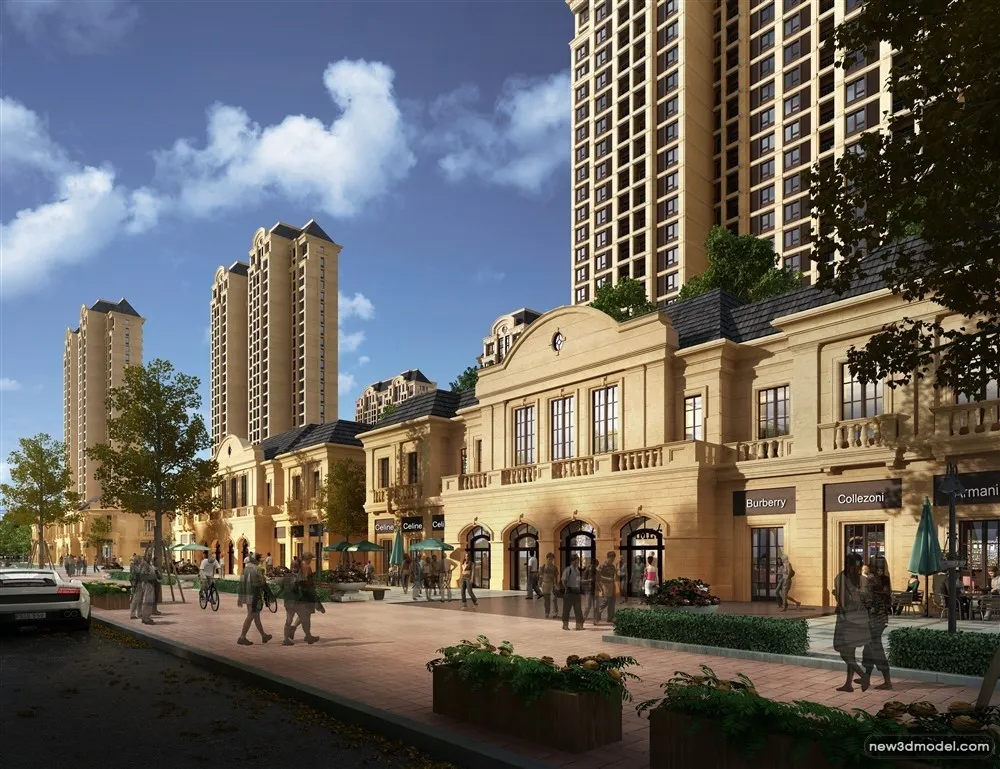 3D Models of Commercial Building – Exterior 3D Scenes – 086 – VRAY