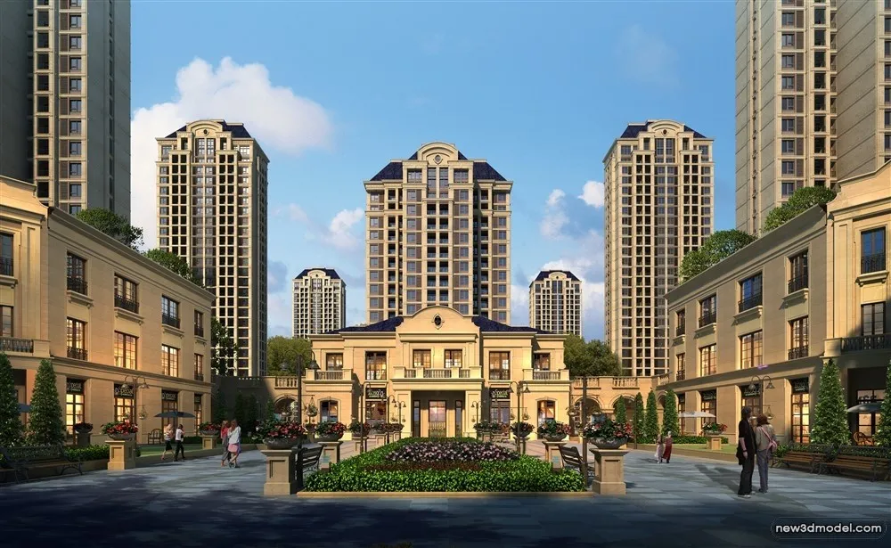 3D Models of Commercial Building – Exterior 3D Scenes – 091 – VRAY