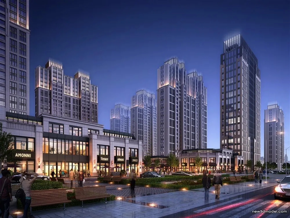 3D Models of Commercial Building – Exterior 3D Scenes – 094 – VRAY