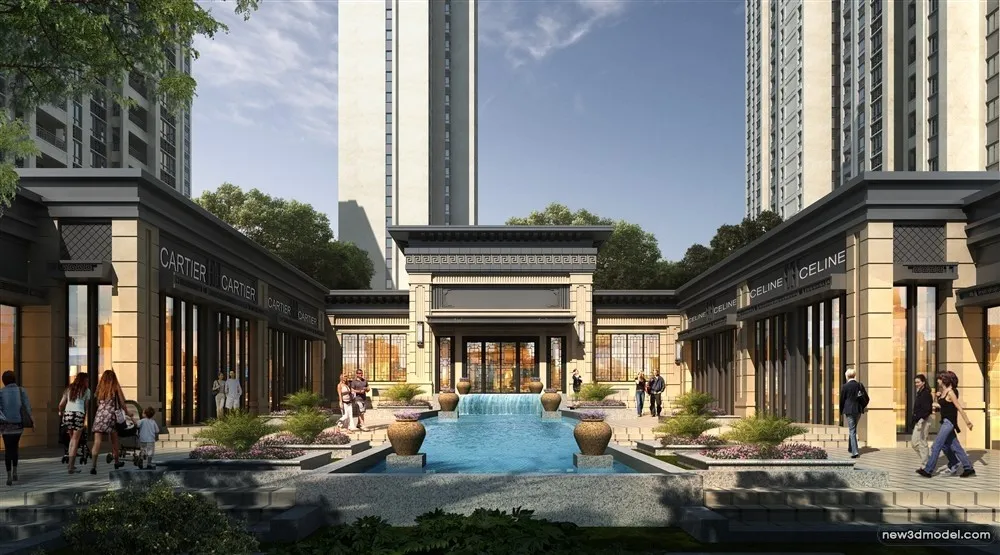 3D Models of Commercial Building – Exterior 3D Scenes – 095 – VRAY