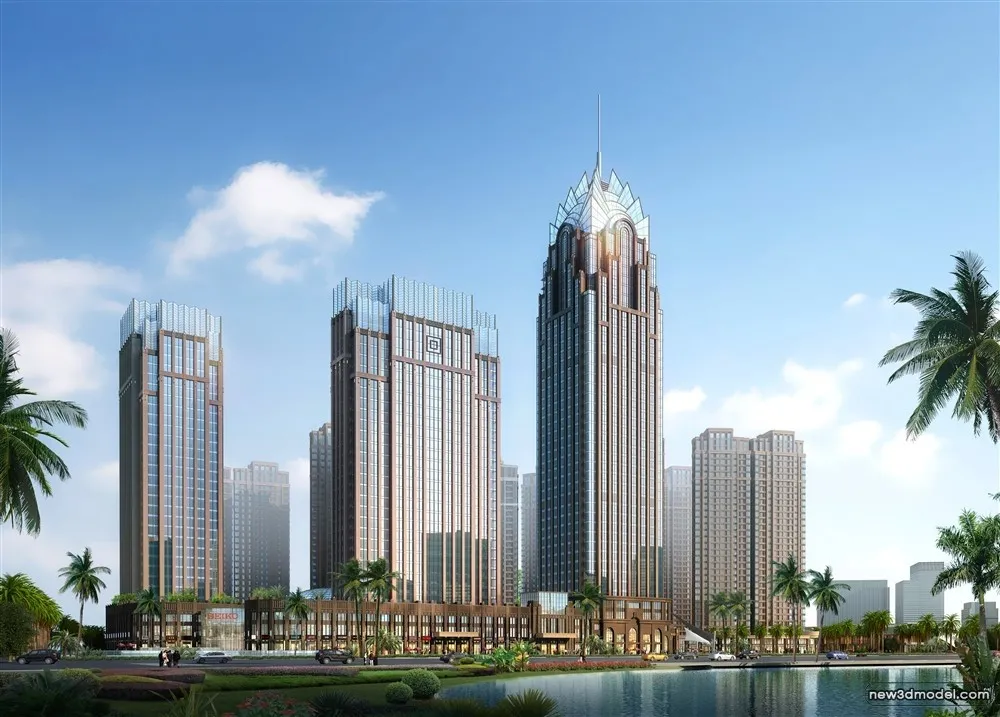 3D Models of Commercial Building – Exterior 3D Scenes – 1008 – VRAY