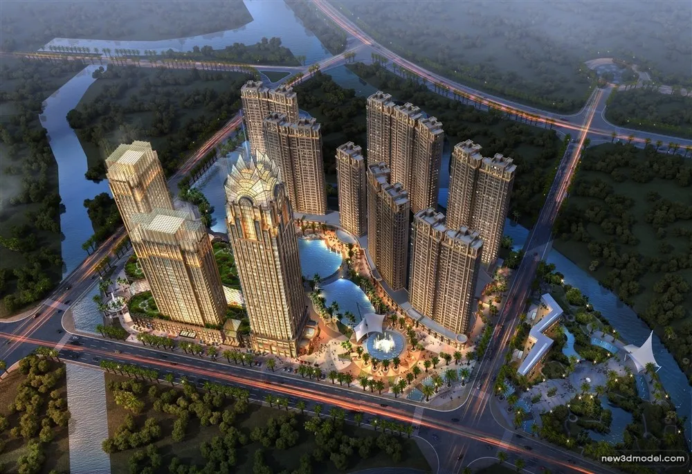 3D Models of Commercial Building – Exterior 3D Scenes – 1009 – VRAY