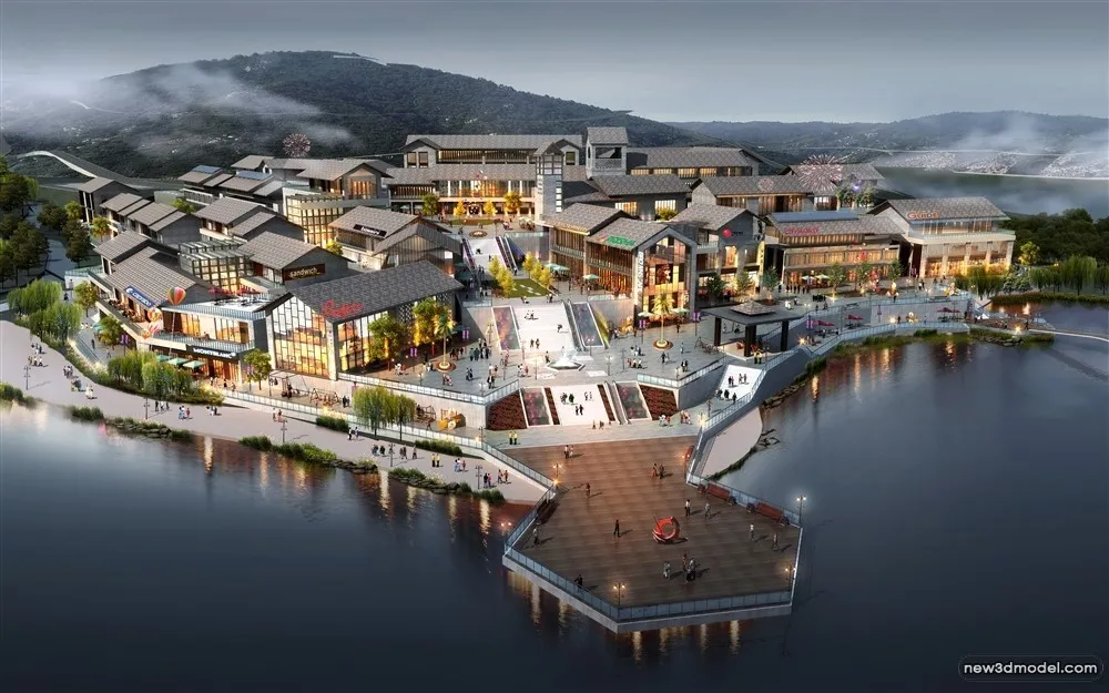 3D Models of Commercial Building – Exterior 3D Scenes – 102 – VRAY