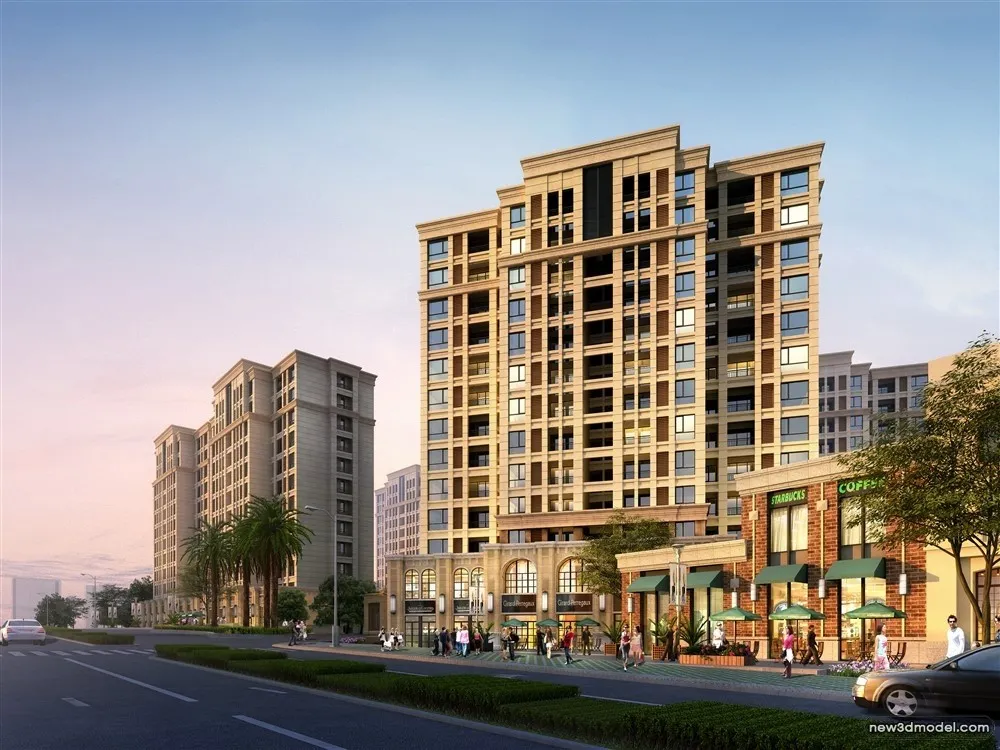 3D Models of Commercial Building – Exterior 3D Scenes – 1027 – VRAY