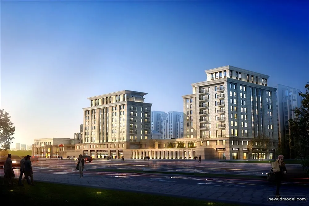 3D Models of Commercial Building – Exterior 3D Scenes – 1028 – VRAY