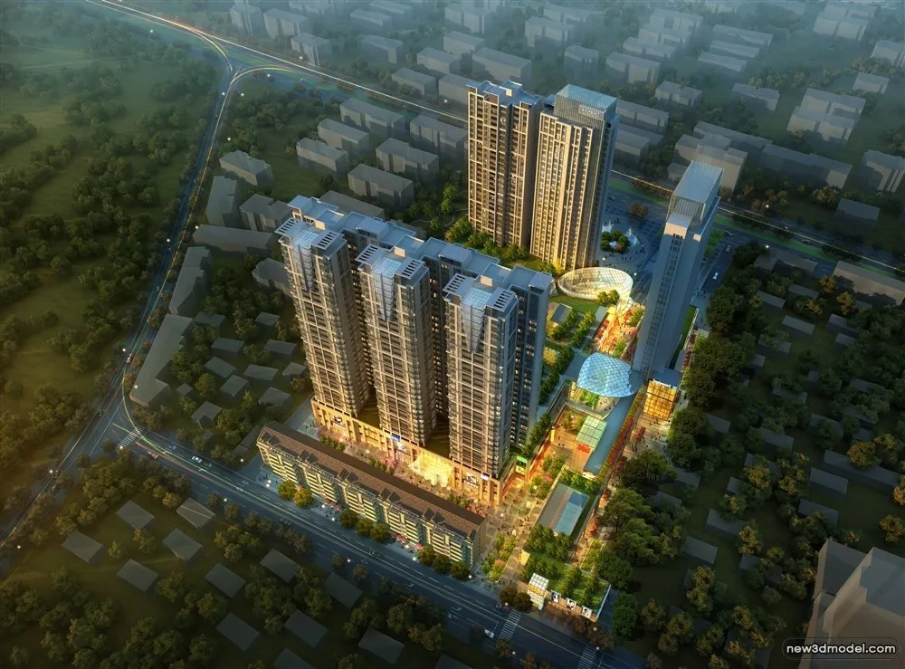 3D Models of Commercial Building – Exterior 3D Scenes – 1037 – VRAY