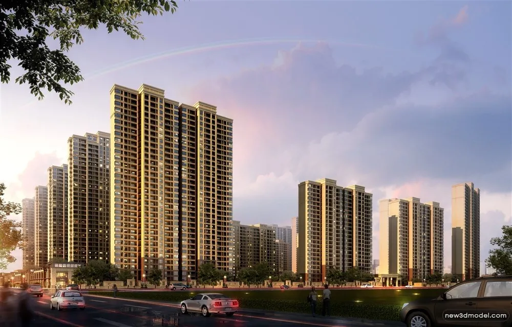 3D Models of Commercial Building – Exterior 3D Scenes – 1042 – VRAY