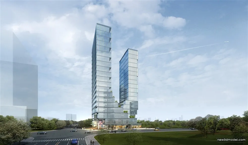 3D Models of Commercial Building – Exterior 3D Scenes – 1044 – VRAY