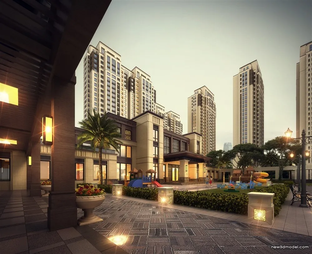 3D Models of Commercial Building – Exterior 3D Scenes – 105 – VRAY