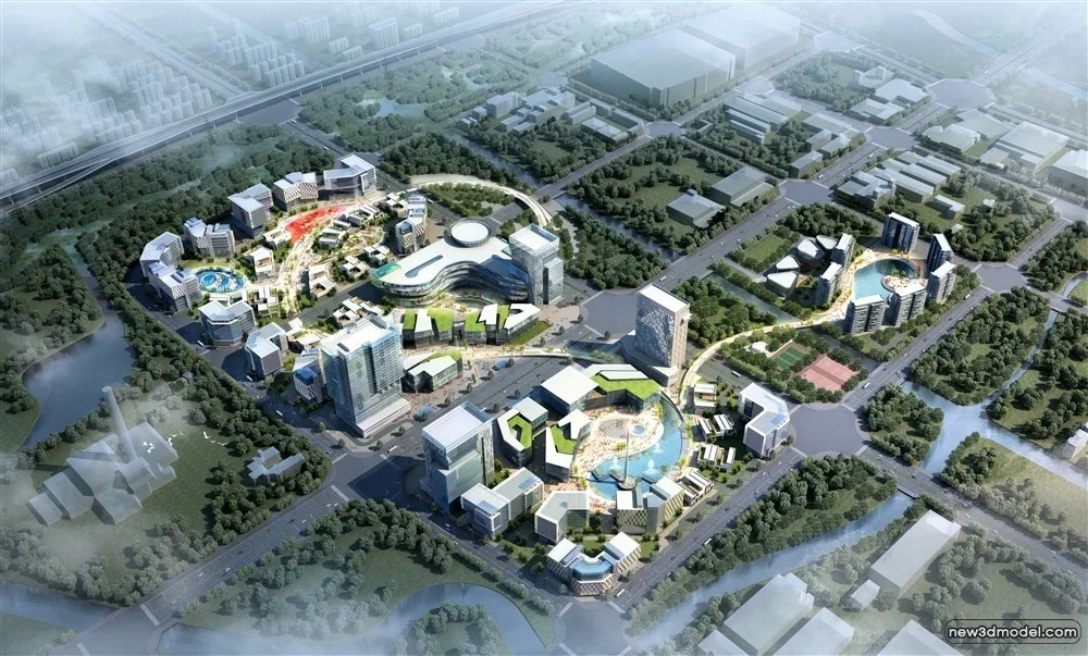 3D Models of Commercial Building – Exterior 3D Scenes – 1056 – VRAY