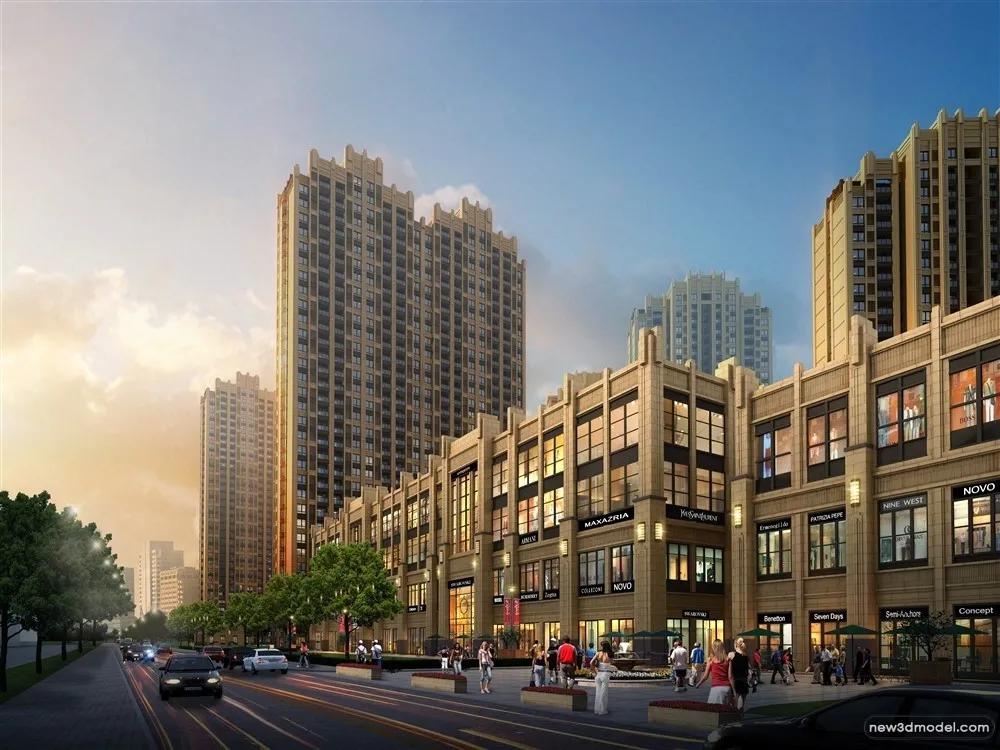 3D Models of Commercial Building – Exterior 3D Scenes – 1065 – VRAY