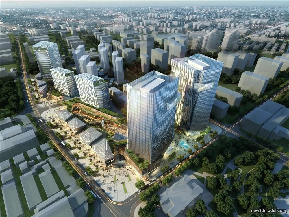 3D Models of Commercial Building – Exterior 3D Scenes – 1075 – VRAY