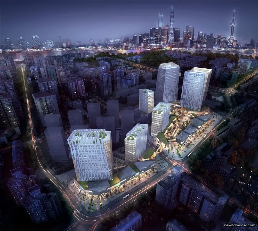 3D Models of Commercial Building – Exterior 3D Scenes – 1076 – VRAY