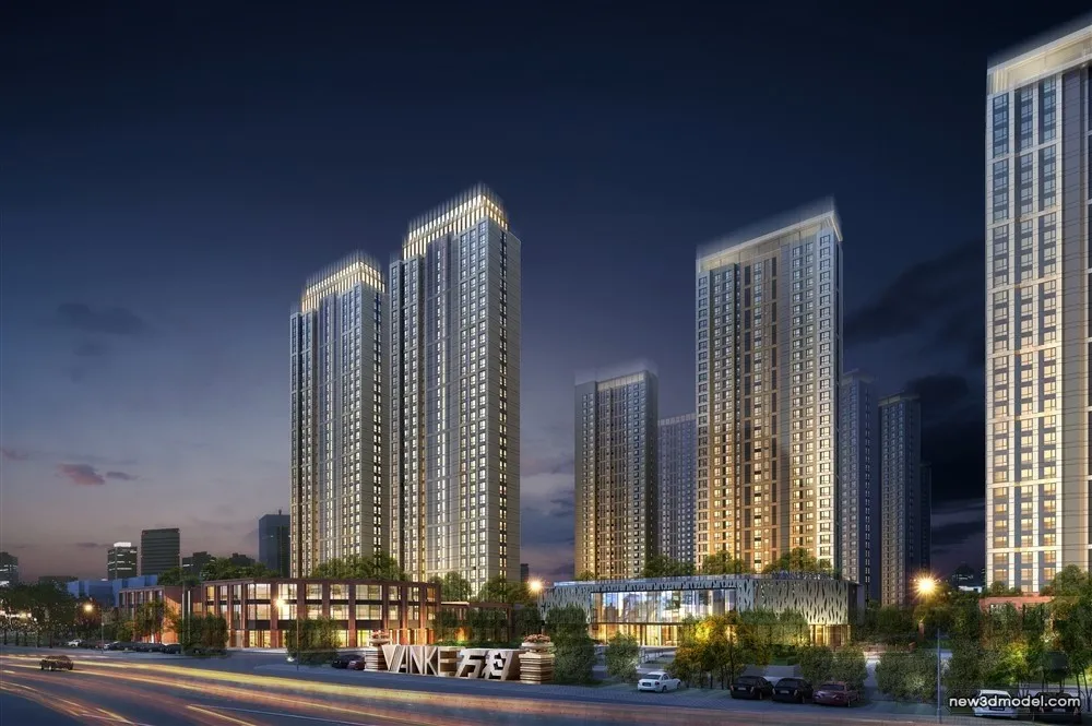 3D Models of Commercial Building – Exterior 3D Scenes – 1088 – VRAY