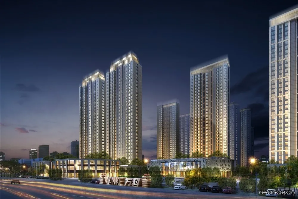 3D Models of Commercial Building – Exterior 3D Scenes – 1089 – VRAY