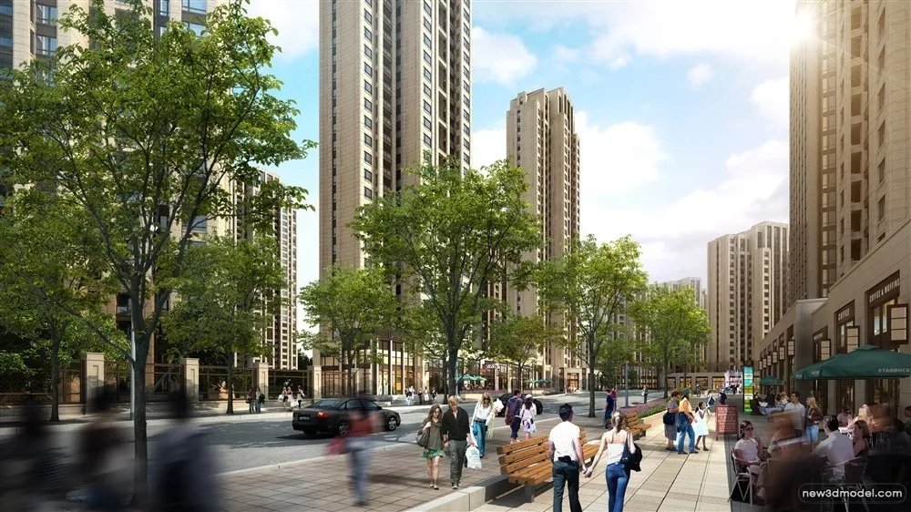 3D Models of Commercial Building – Exterior 3D Scenes – 1090 – VRAY