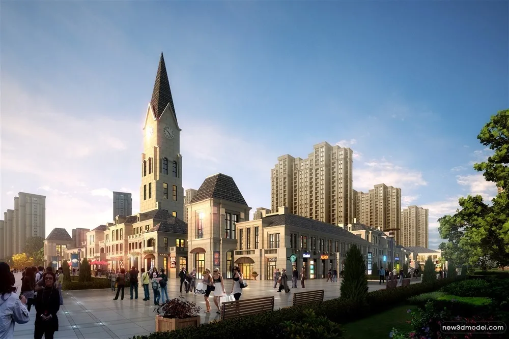 3D Models of Commercial Building – Exterior 3D Scenes – 1092 – VRAY