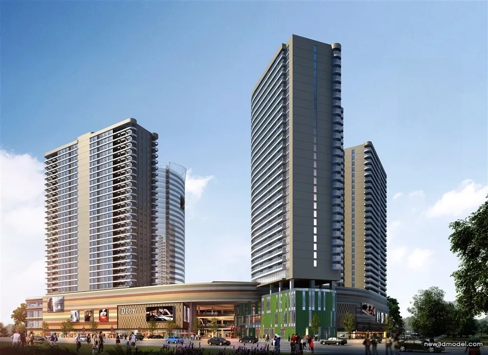 3D Models of Commercial Building – Exterior 3D Scenes – 1096 – VRAY