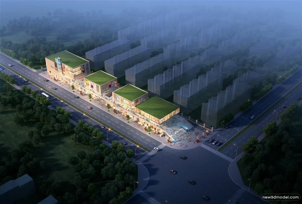 3D Models of Commercial Building – Exterior 3D Scenes – 1098 – VRAY