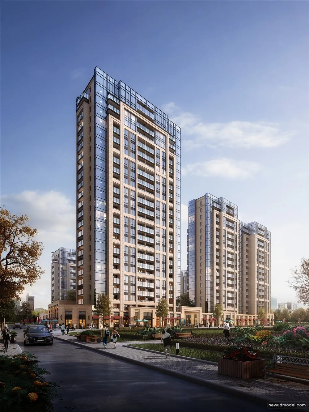 3D Models of Commercial Building – Exterior 3D Scenes – 110 – VRAY