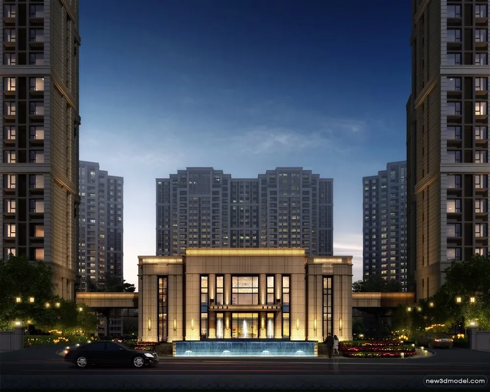 3D Models of Commercial Building – Exterior 3D Scenes – 1101 – VRAY