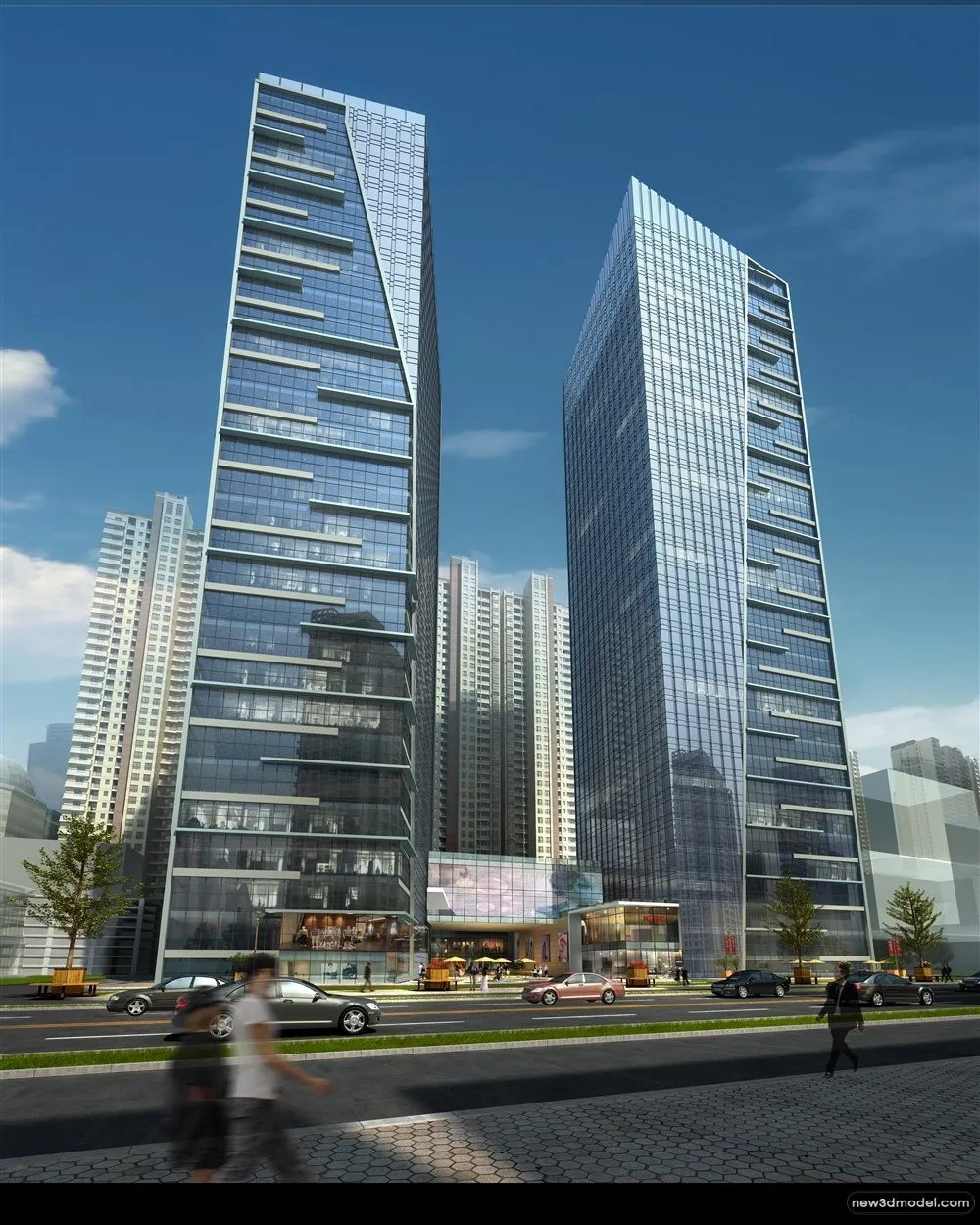 3D Models of Commercial Building – Exterior 3D Scenes – 1103 – VRAY