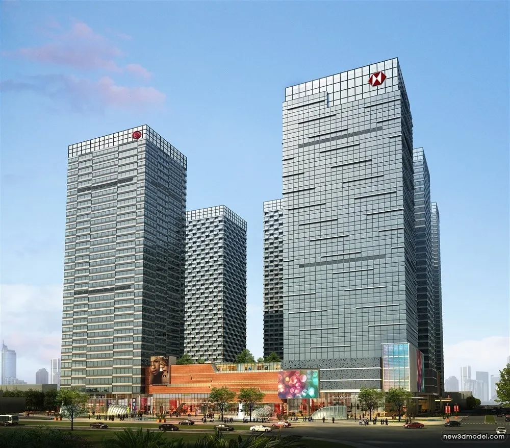 3D Models of Commercial Building – Exterior 3D Scenes – 1105 – VRAY