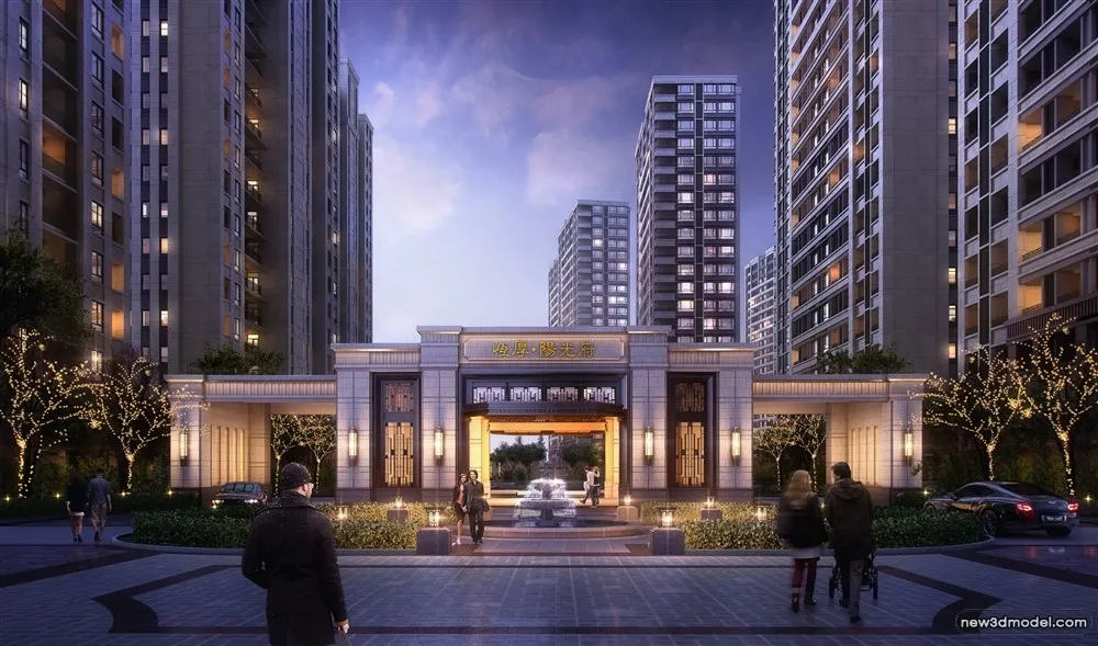 3D Models of Commercial Building – Exterior 3D Scenes – 128 – VRAY